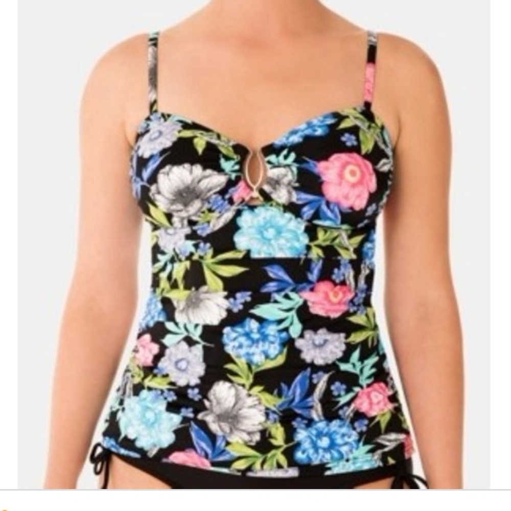 Swim Solutions SOFT BLOOMS Keyhole Tankini Top 10